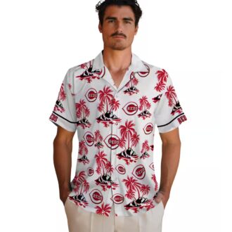 Best Cincinnati Reds Aloha Hawaiian Shirt - Red White Palm Island Print MLB Summer Style