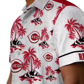 Best Cincinnati Reds Aloha Hawaiian Shirt - Red White Palm Island Print MLB Summer Style