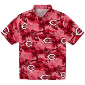 Cincinnati Reds Coastal Palms Red Hawaiian Shirt - MLB Summer Fan Gear & Beach Clothing