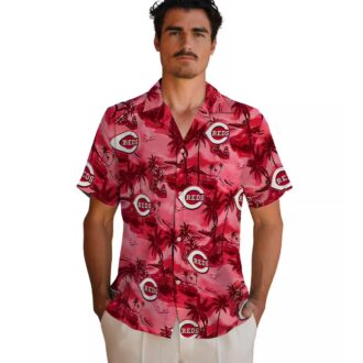 Cincinnati Reds Coastal Palms Red Hawaiian Shirt - MLB Summer Fan Gear & Beach Clothing