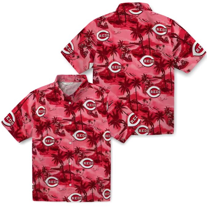 Cincinnati Reds Coastal Palms Red Hawaiian Shirt - MLB Summer Fan Gear & Beach Clothing