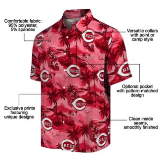 Cincinnati Reds Coastal Palms Red Hawaiian Shirt - MLB Summer Fan Gear & Beach Clothing
