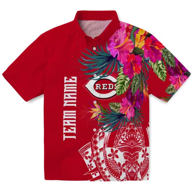Cincinnati Reds Floral Polynesian Hawaiian Shirt - MLB Fan Apparel for Summer