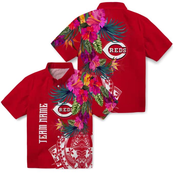 Cincinnati Reds Floral Polynesian Hawaiian Shirt - MLB Fan Apparel for Summer