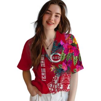 Cincinnati Reds Floral Polynesian Hawaiian Shirt - MLB Fan Apparel for Summer