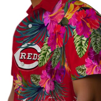 Cincinnati Reds Floral Polynesian Hawaiian Shirt - MLB Fan Apparel for Summer