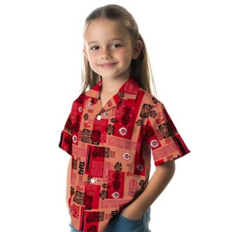 Cincinnati Reds Hawaiian Shirt with Tribal Symbols - Red MLB Summer Beachwear
