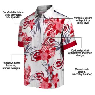 Cincinnati Reds Hibiscus Design Hawaiian Shirt - Patriotic Red White MLB Fan Apparel