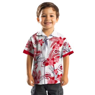 Cincinnati Reds Hibiscus Design Hawaiian Shirt - Patriotic Red White MLB Fan Apparel