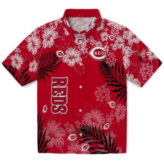 Cincinnati Reds Hibiscus Floral Print Red Hawaiian Shirt - Perfect for MLB Fans & Beach Days