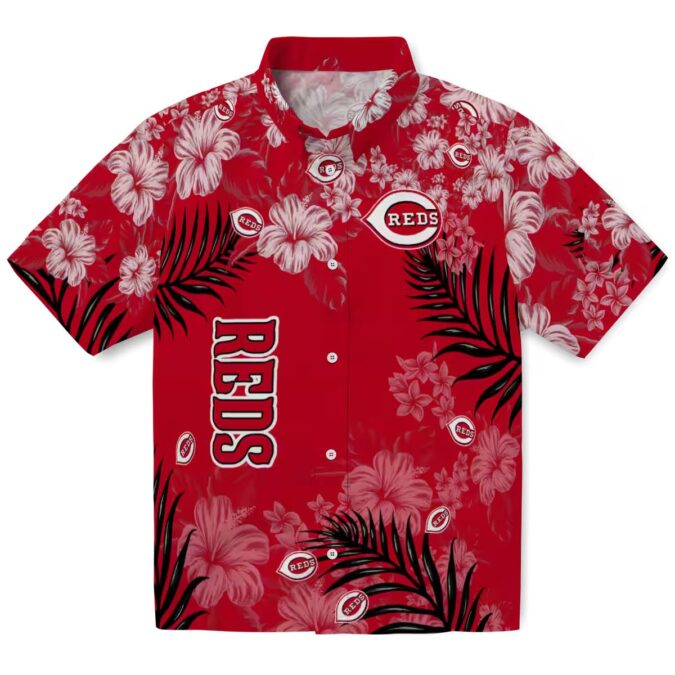 Cincinnati Reds Hibiscus Floral Print Red Hawaiian Shirt - Perfect for MLB Fans & Beach Days