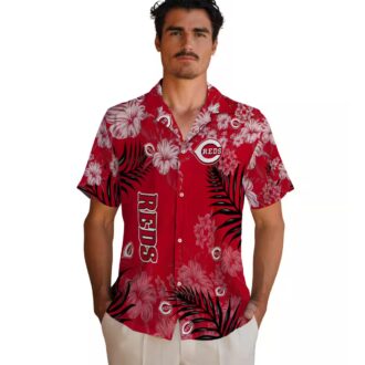 Cincinnati Reds Hibiscus Floral Print Red Hawaiian Shirt - Perfect for MLB Fans & Beach Days