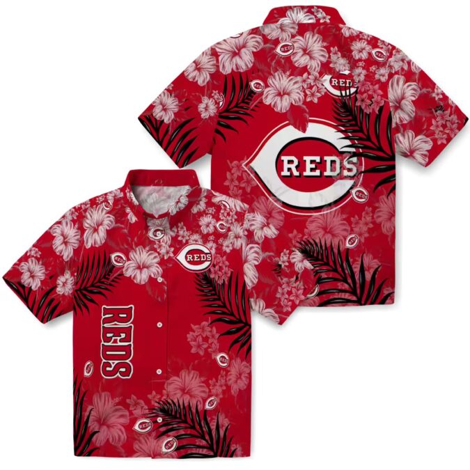 Cincinnati Reds Hibiscus Floral Print Red Hawaiian Shirt - Perfect for MLB Fans & Beach Days