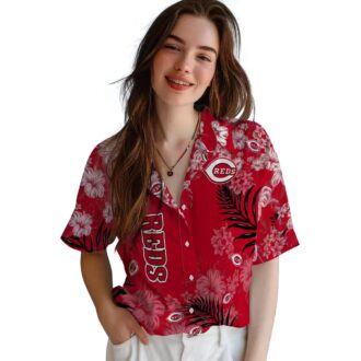 Cincinnati Reds Hibiscus Floral Print Red Hawaiian Shirt - Perfect for MLB Fans & Beach Days