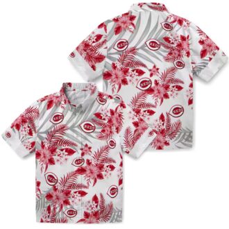 Cincinnati Reds Hibiscus Palm Leaves Shirt - Summer MLB Fan Gear Red White Hawaiian Style
