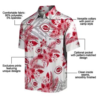 Cincinnati Reds Hibiscus Palm Leaves Shirt - Summer MLB Fan Gear Red White Hawaiian Style