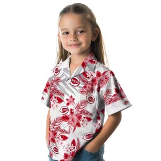 Cincinnati Reds Hibiscus Palm Leaves Shirt - Summer MLB Fan Gear Red White Hawaiian Style