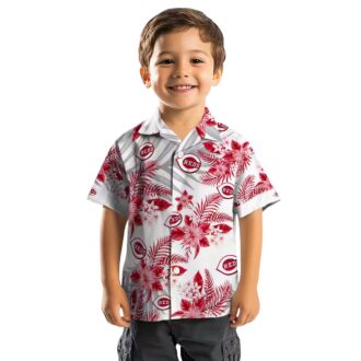 Cincinnati Reds Hibiscus Palm Leaves Shirt - Summer MLB Fan Gear Red White Hawaiian Style