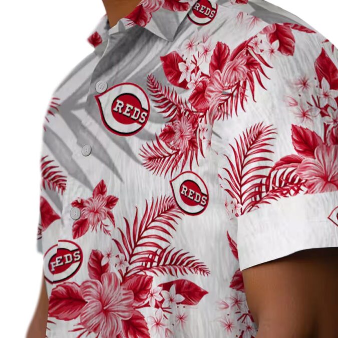 Cincinnati Reds Hibiscus Palm Leaves Shirt - Summer MLB Fan Gear Red White Hawaiian Style