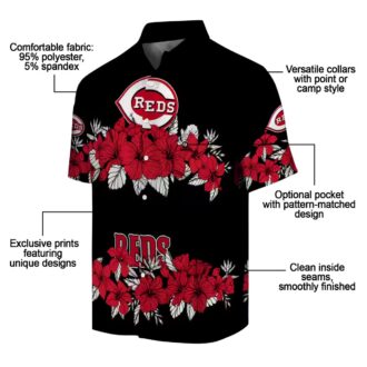 Cincinnati Reds Hibiscus Stripe Hawaiian Shirt - Red & Black MLB Team Apparel for Summer