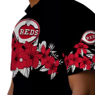 Cincinnati Reds Hibiscus Stripe Hawaiian Shirt - Red & Black MLB Team Apparel for Summer