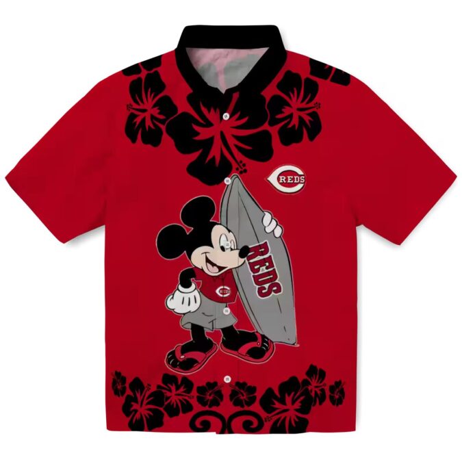 Cincinnati Reds MLB Surfing Mickey Red Hawaiian Shirt - Perfect for Summer Beach Days