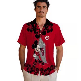 Cincinnati Reds MLB Surfing Mickey Red Hawaiian Shirt - Perfect for Summer Beach Days