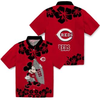 Cincinnati Reds MLB Surfing Mickey Red Hawaiian Shirt - Perfect for Summer Beach Days