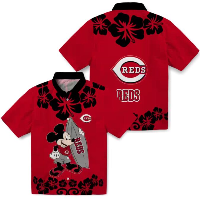 Cincinnati Reds MLB Surfing Mickey Red Hawaiian Shirt - Perfect for Summer Beach Days