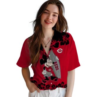 Cincinnati Reds MLB Surfing Mickey Red Hawaiian Shirt - Perfect for Summer Beach Days