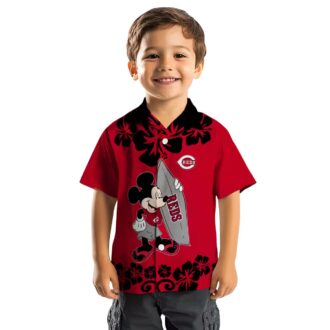 Cincinnati Reds MLB Surfing Mickey Red Hawaiian Shirt - Perfect for Summer Beach Days