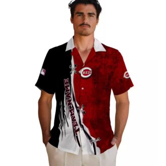Cincinnati Reds MLB Tropical Hawaiian Shirt - Red White Edgy Streaks Design for Summer