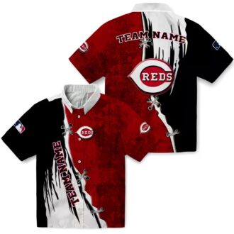 Cincinnati Reds MLB Tropical Hawaiian Shirt - Red White Edgy Streaks Design for Summer