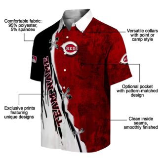 Cincinnati Reds MLB Tropical Hawaiian Shirt - Red White Edgy Streaks Design for Summer