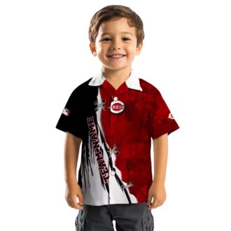 Cincinnati Reds MLB Tropical Hawaiian Shirt - Red White Edgy Streaks Design for Summer