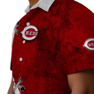 Cincinnati Reds MLB Tropical Hawaiian Shirt - Red White Edgy Streaks Design for Summer