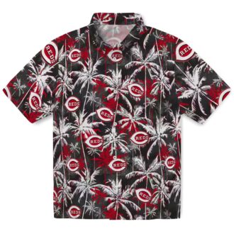 Cincinnati Reds Palm Pattern Hawaiian Shirt - Red Black Tropical MLB Fan Gear