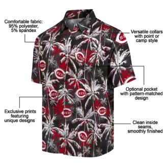 Cincinnati Reds Palm Pattern Hawaiian Shirt - Red Black Tropical MLB Fan Gear