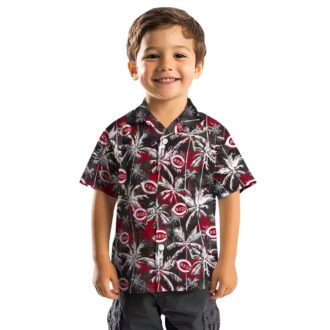 Cincinnati Reds Palm Pattern Hawaiian Shirt - Red Black Tropical MLB Fan Gear