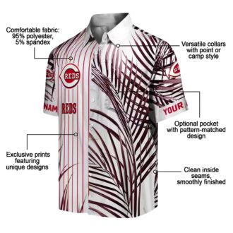 Cincinnati Reds Palm Stripes Red Black White Hawaiian Shirt - Summer MLB Apparel for Fans