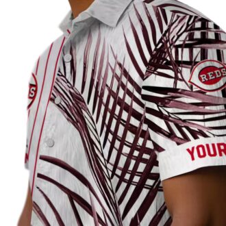 Cincinnati Reds Palm Stripes Red Black White Hawaiian Shirt - Summer MLB Apparel for Fans
