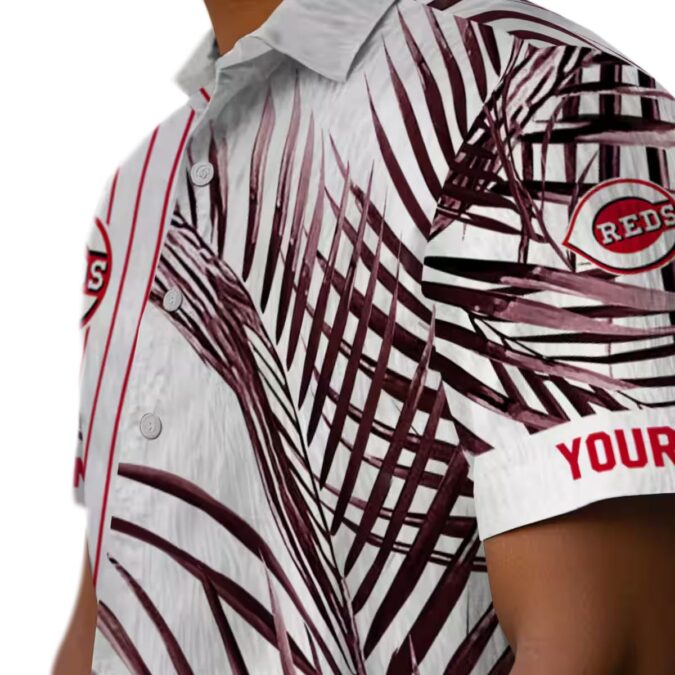 Cincinnati Reds Palm Stripes Red Black White Hawaiian Shirt - Summer MLB Apparel for Fans