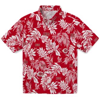 Cincinnati Reds Red White Hawaiian Shirt - Tropical Leaf Pattern MLB Summer Gear