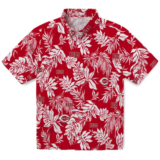 Cincinnati Reds Red White Hawaiian Shirt - Tropical Leaf Pattern MLB Summer Gear