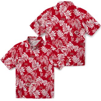 Cincinnati Reds Red White Hawaiian Shirt - Tropical Leaf Pattern MLB Summer Gear