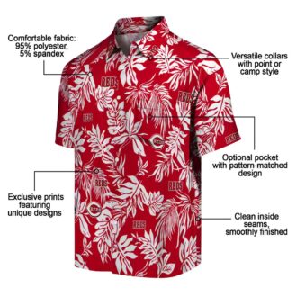 Cincinnati Reds Red White Hawaiian Shirt - Tropical Leaf Pattern MLB Summer Gear