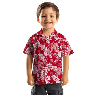 Cincinnati Reds Red White Hawaiian Shirt - Tropical Leaf Pattern MLB Summer Gear