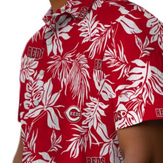 Cincinnati Reds Red White Hawaiian Shirt - Tropical Leaf Pattern MLB Summer Gear