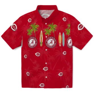 Cincinnati Reds Surfboard Palm Red Hawaiian Shirt - MLB Tropical Summer Apparel