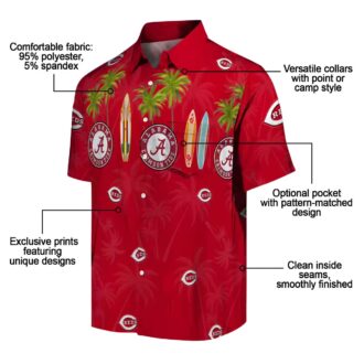 Cincinnati Reds Surfboard Palm Red Hawaiian Shirt - MLB Tropical Summer Apparel